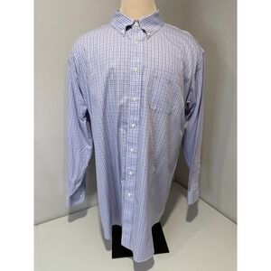Brooks Brother Dress Shirt Mens Size 20 Purple Plaid Non Iron Formal Button-Down